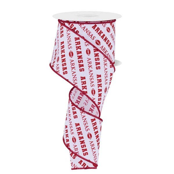 2.5"X10YD ARKANSAS DIAGONAL PATTERN - WHITE/CRIMSON - RGF1113