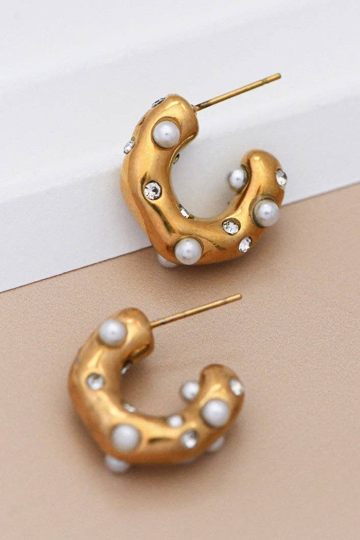 18K Gold Plated Waterproof Stainless Steel Hoop Earrings - 7018