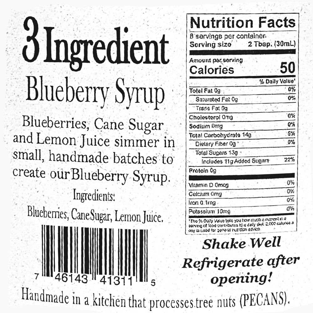 Blueberry Syrup, Non-GMO, 8 Fl. oz. Glass Bottle