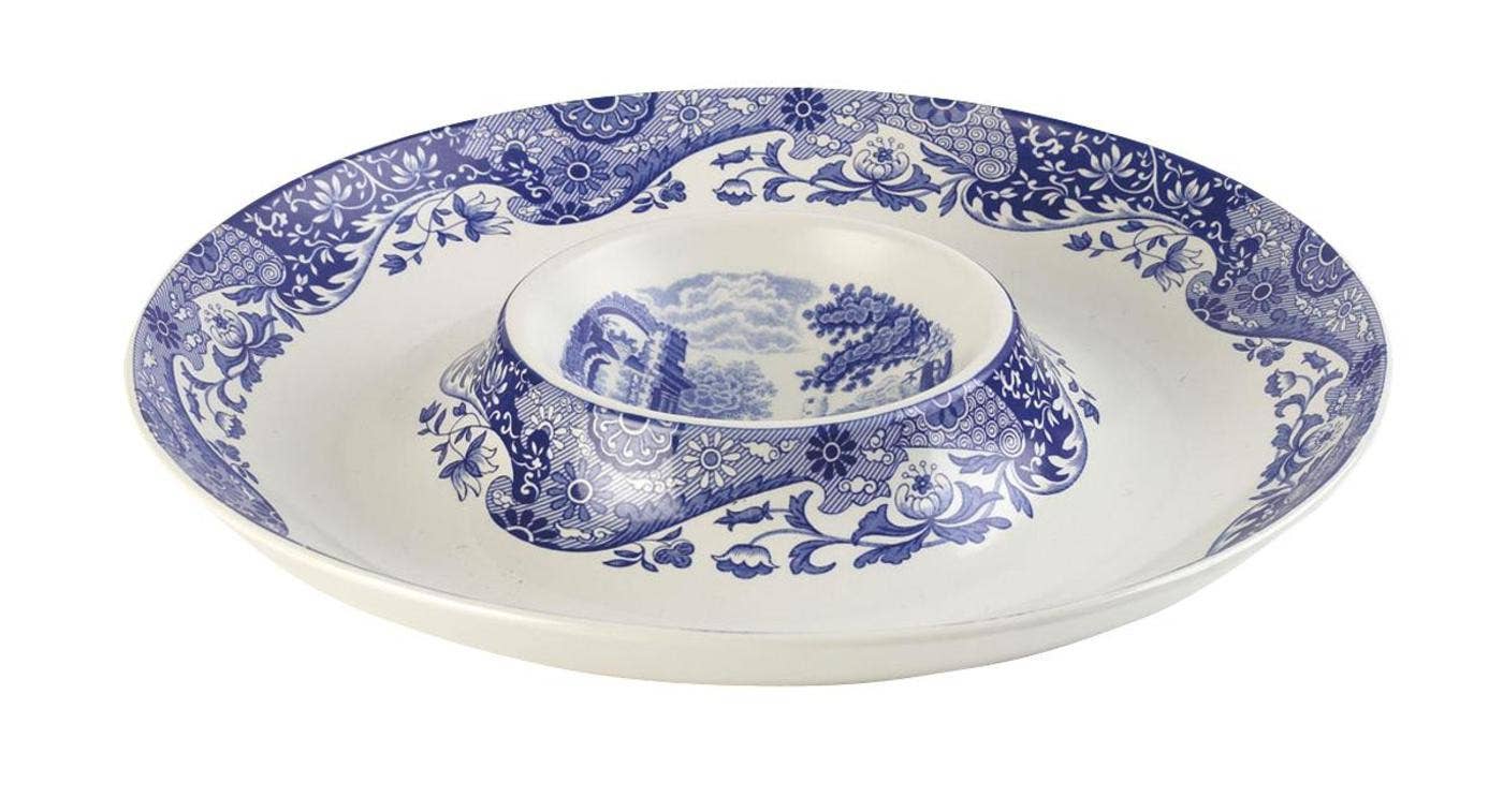 Spode Blue Italian Chip and Dip