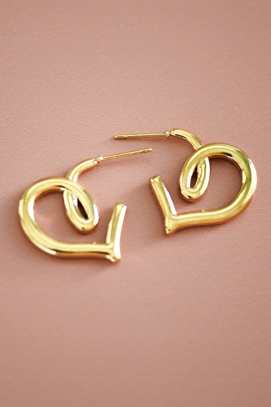 18K Gold Plated Waterproof Stainless Steel Hoop Earrings - 7375