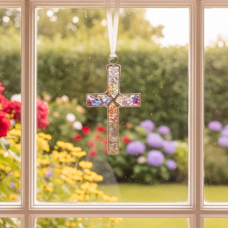 Baby In Heaven: Infant Memorial Stained Glass Cross 3405SG