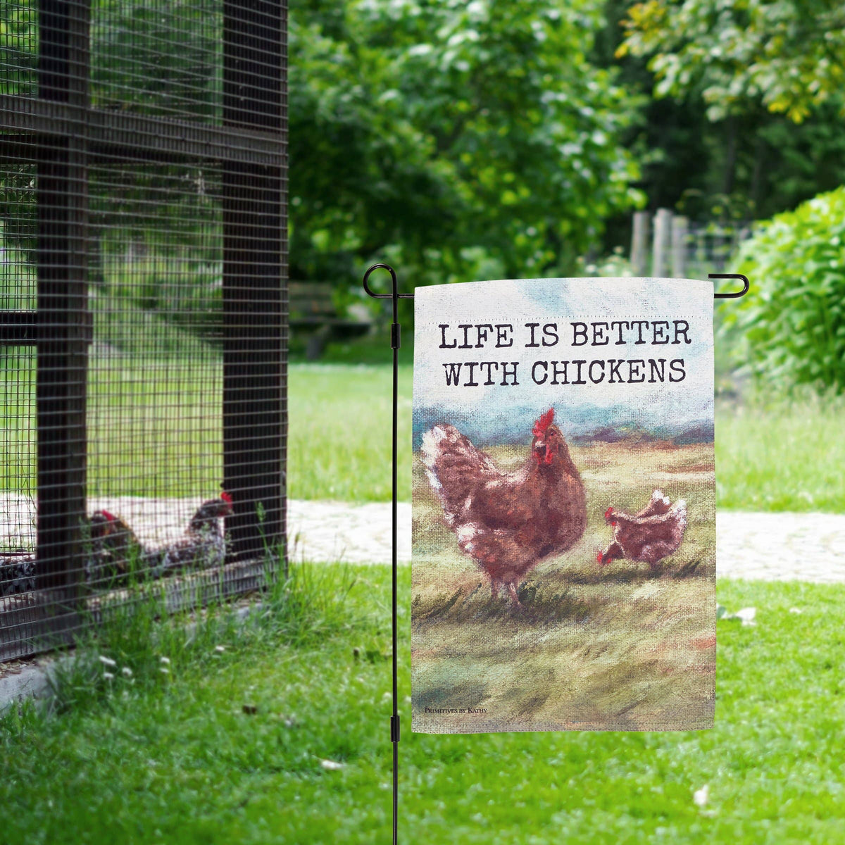 Better With Chickens Garden Flag