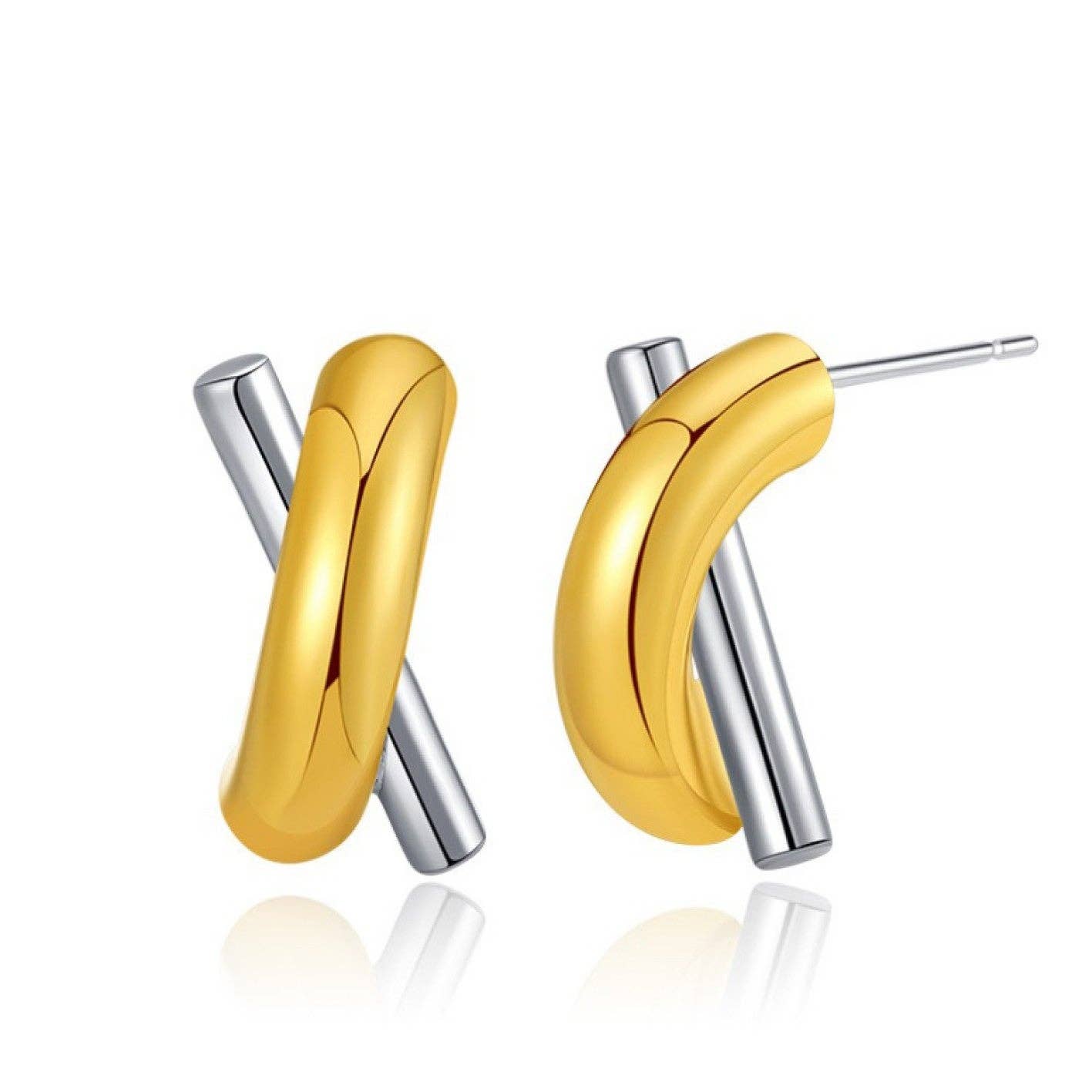 18K Gold PVD Plated Waterproof Stainless Steel Stud Earrings - 7215