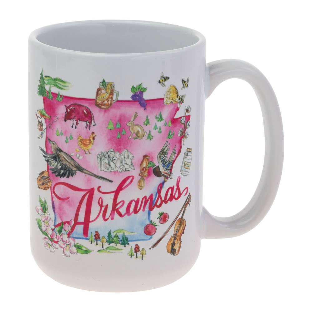 AR State Collection Ceramic 15 oz Mug Arkansas Rosanne Beck