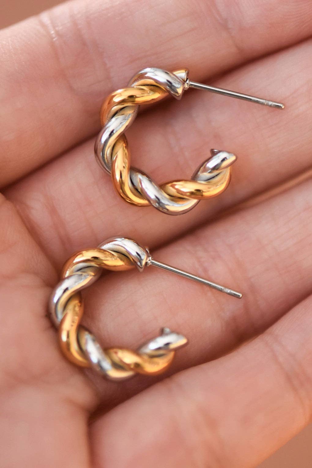 18K Gold PVD Plated Waterproof Stainless Steel Hoop Earrings - 7791
