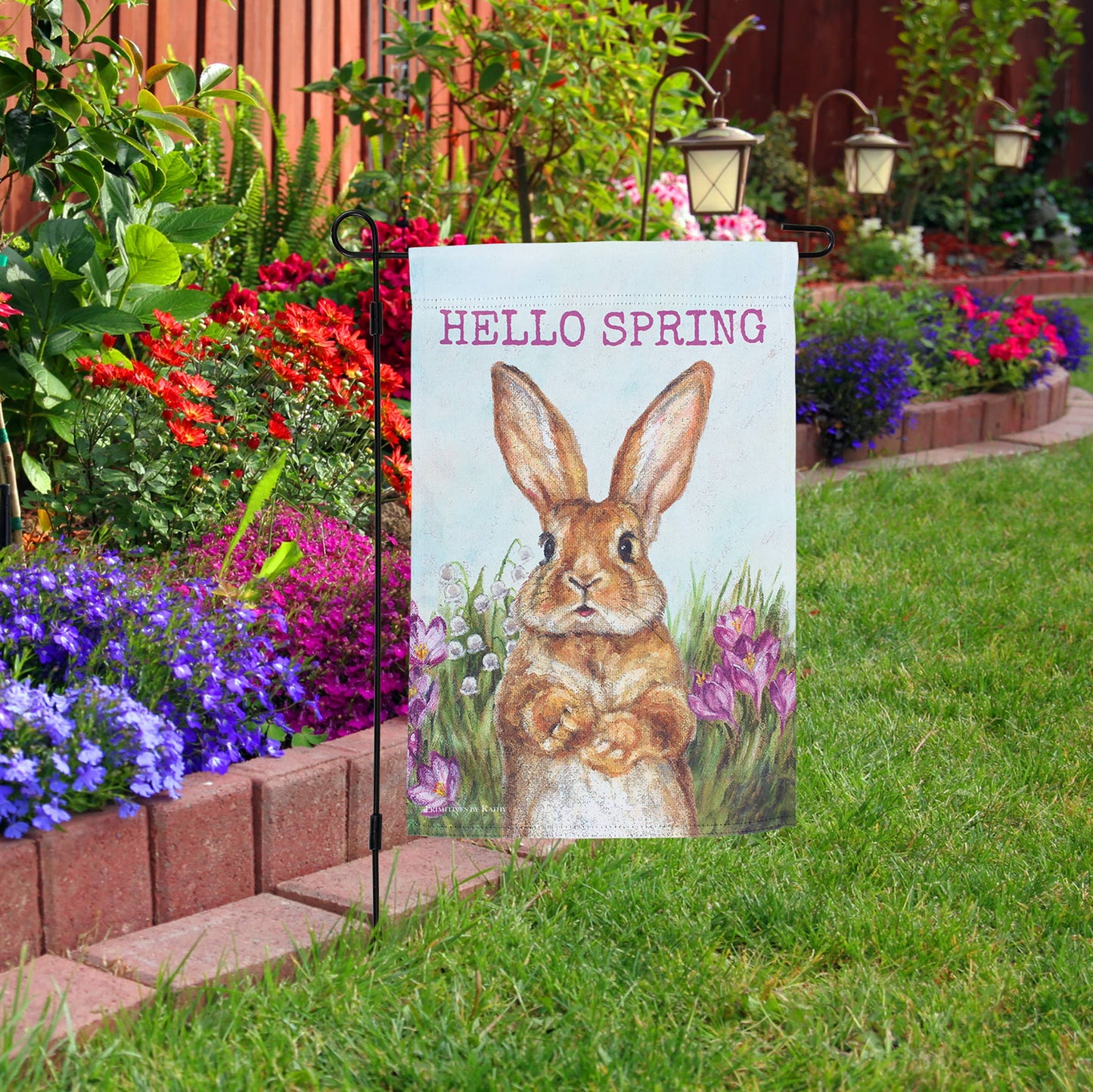 Spring Garden Bunny Garden Flag