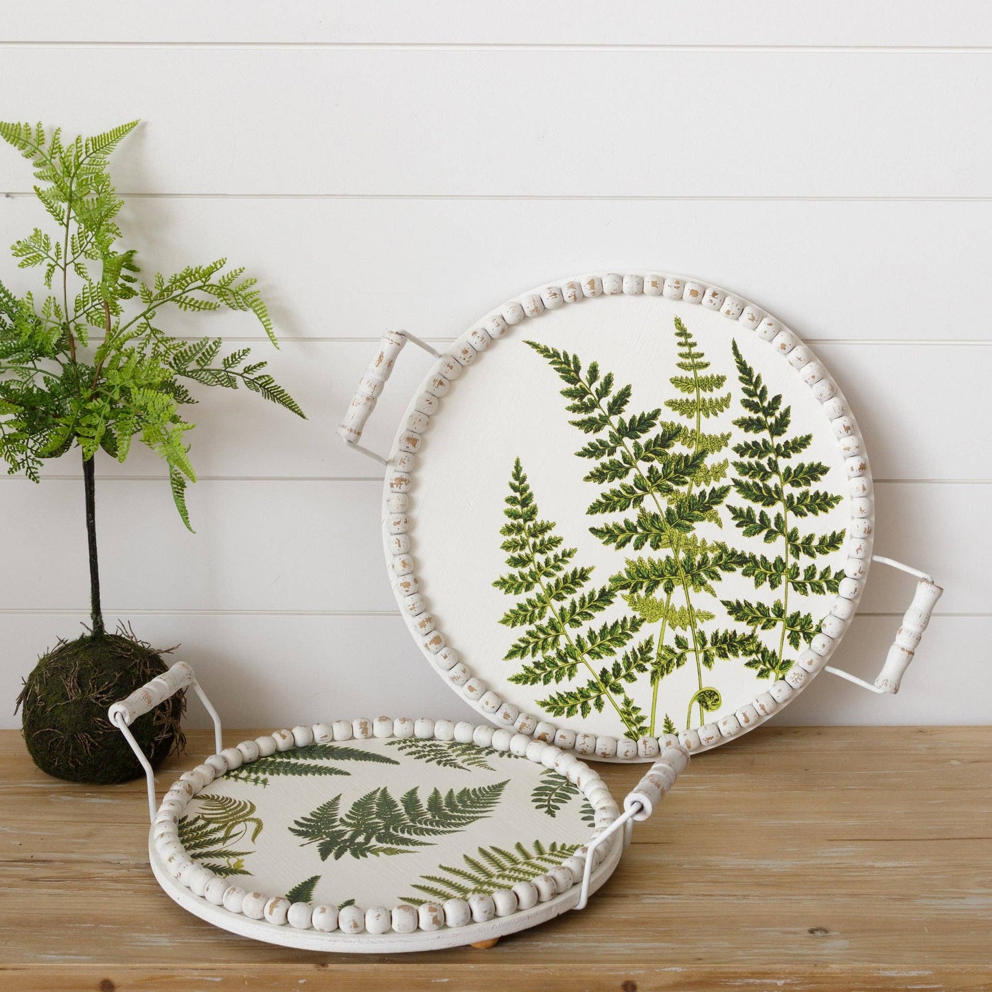 Round Beaded Fern Tray