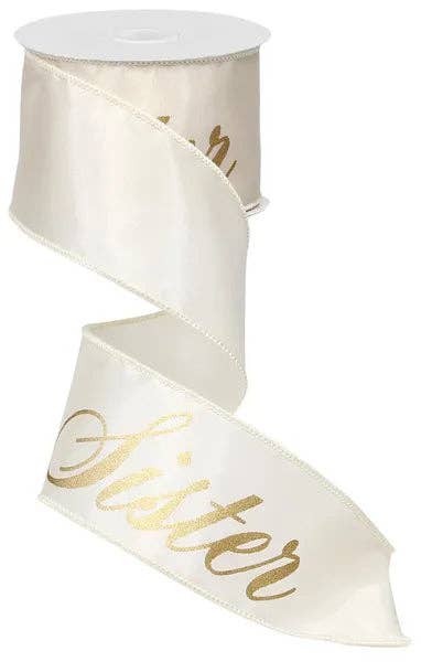 2.5" x 10yd Sister-Ivory/Metallic Gold-RG0100533