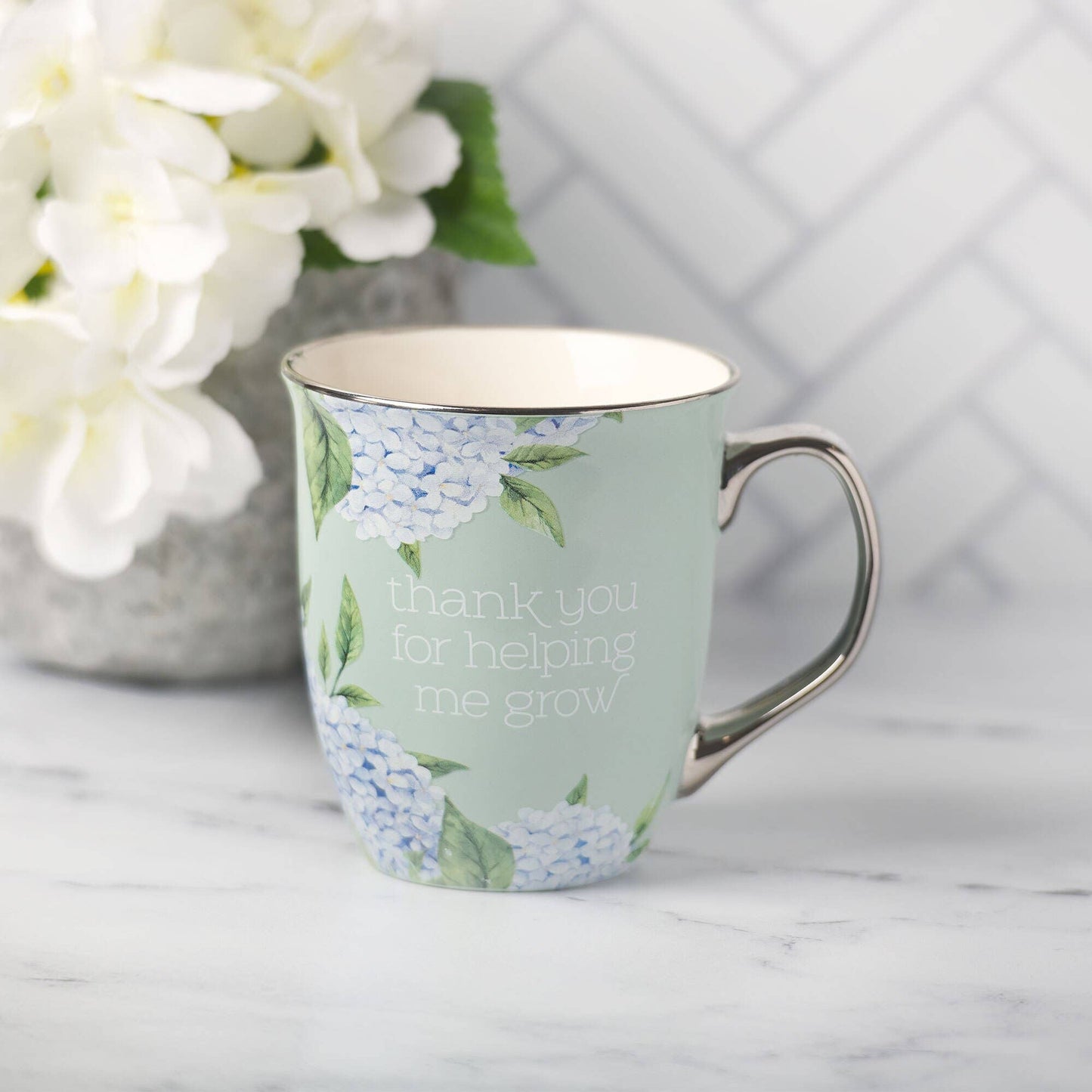 Mug Mint/Cream Hydrangea Helping Me Grow
