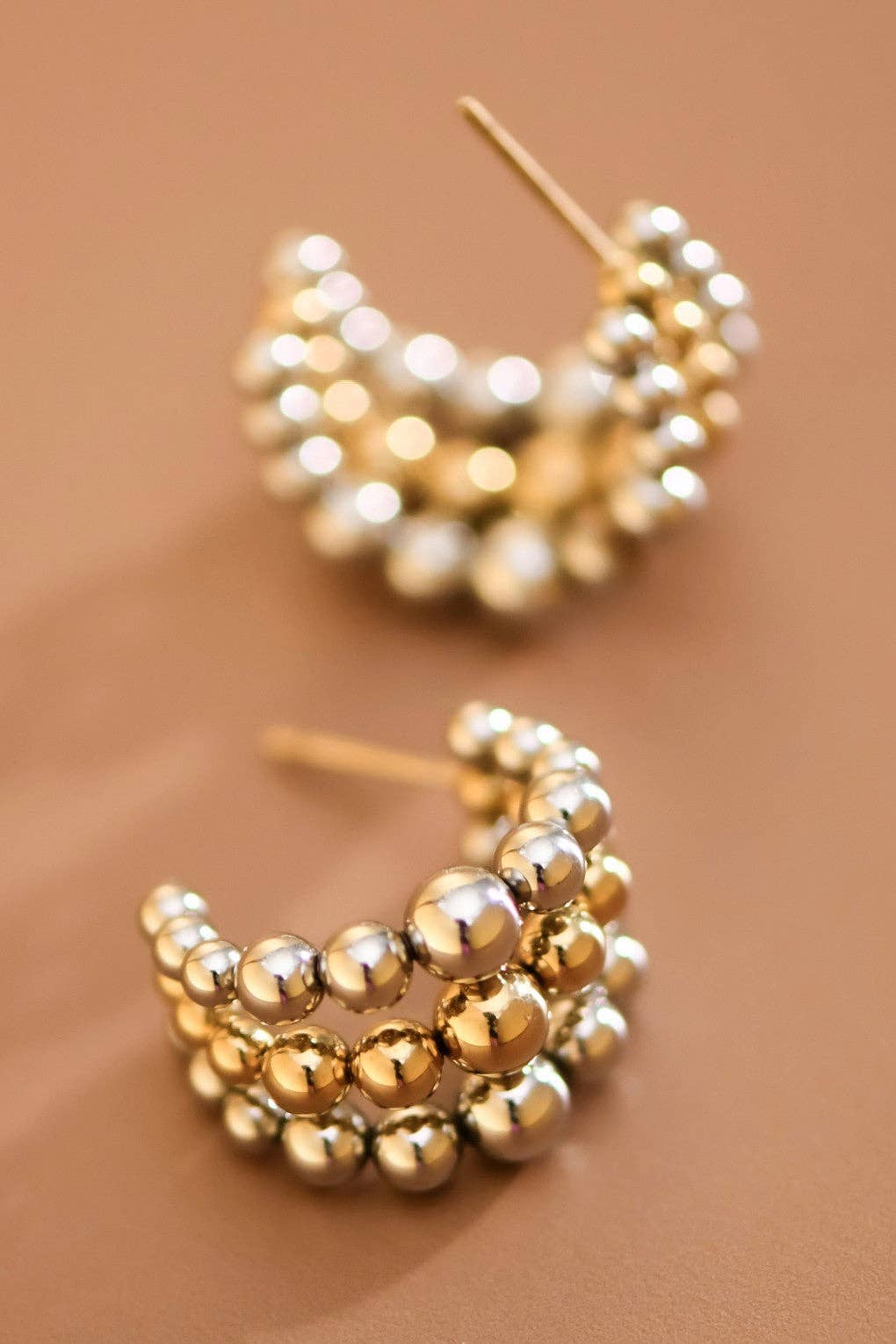 18K Gold Plated Waterproof Stainless Steel Hoop Earrings - 7850