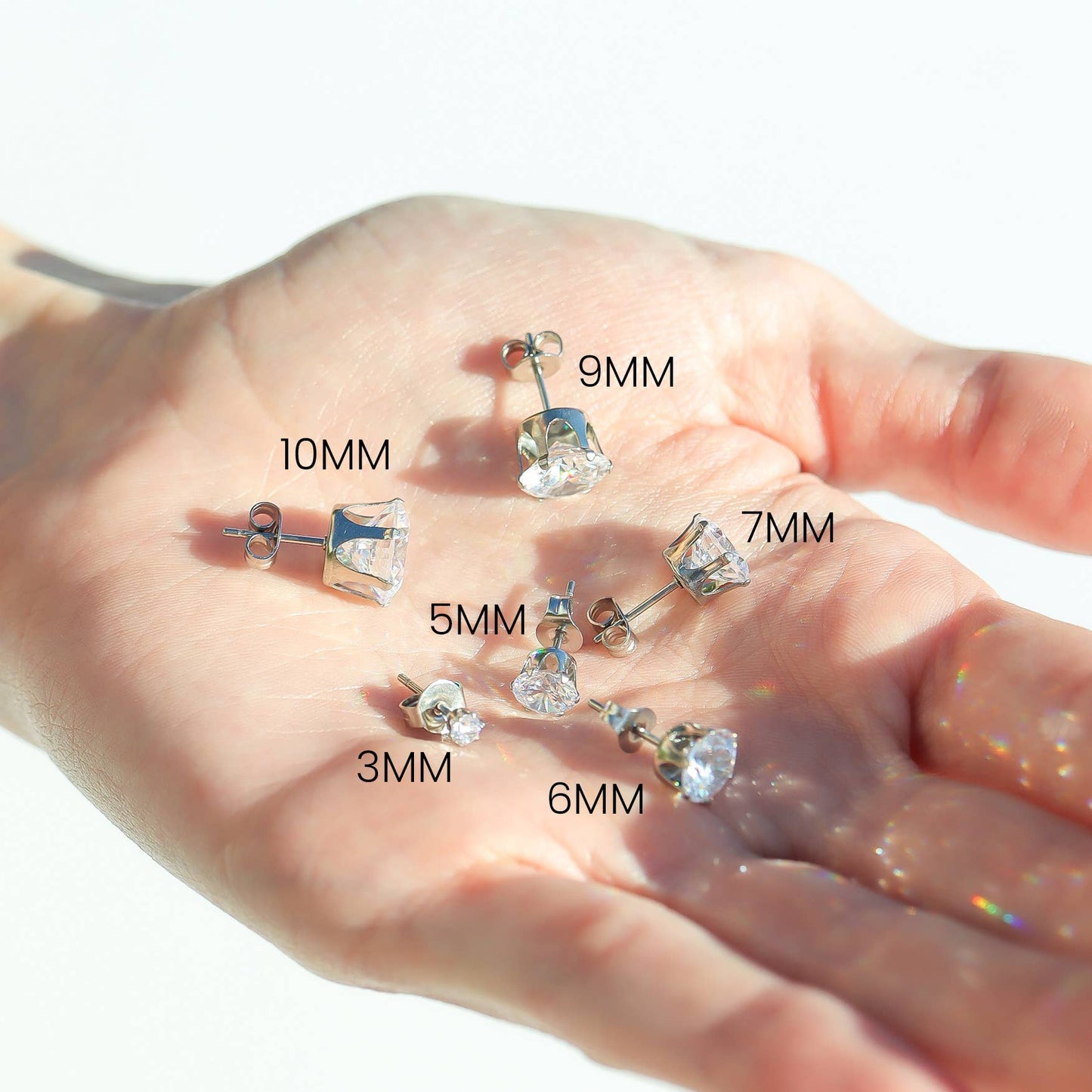 Stainless Steel Round CZ Stud Earrings