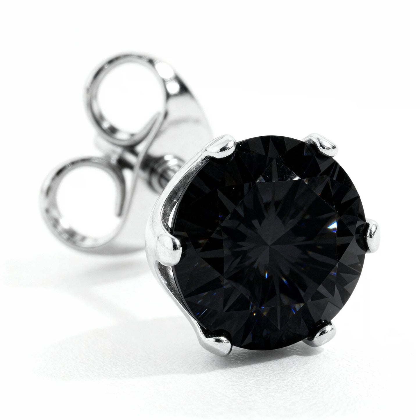 Black Stainless Steel Round CZ Stud Earrings