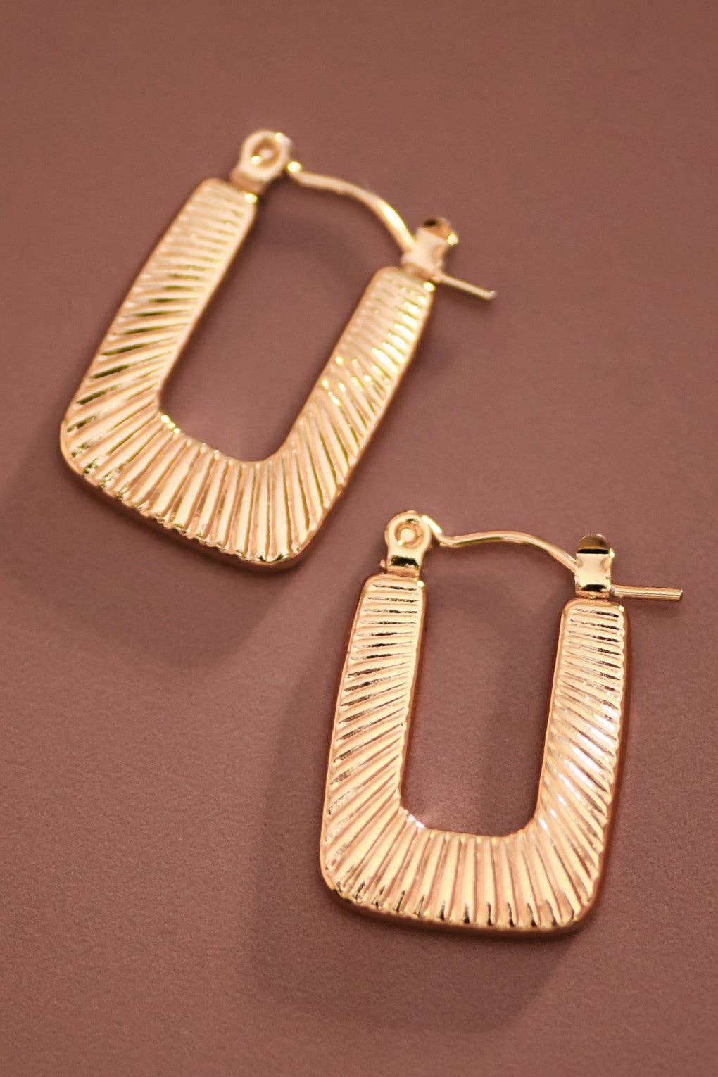 18K Gold Plated Waterproof Stainless Steel Hoop Earrings - 7660