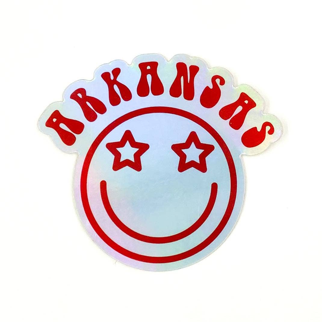 Arkansas Smiley Holographic Sticker