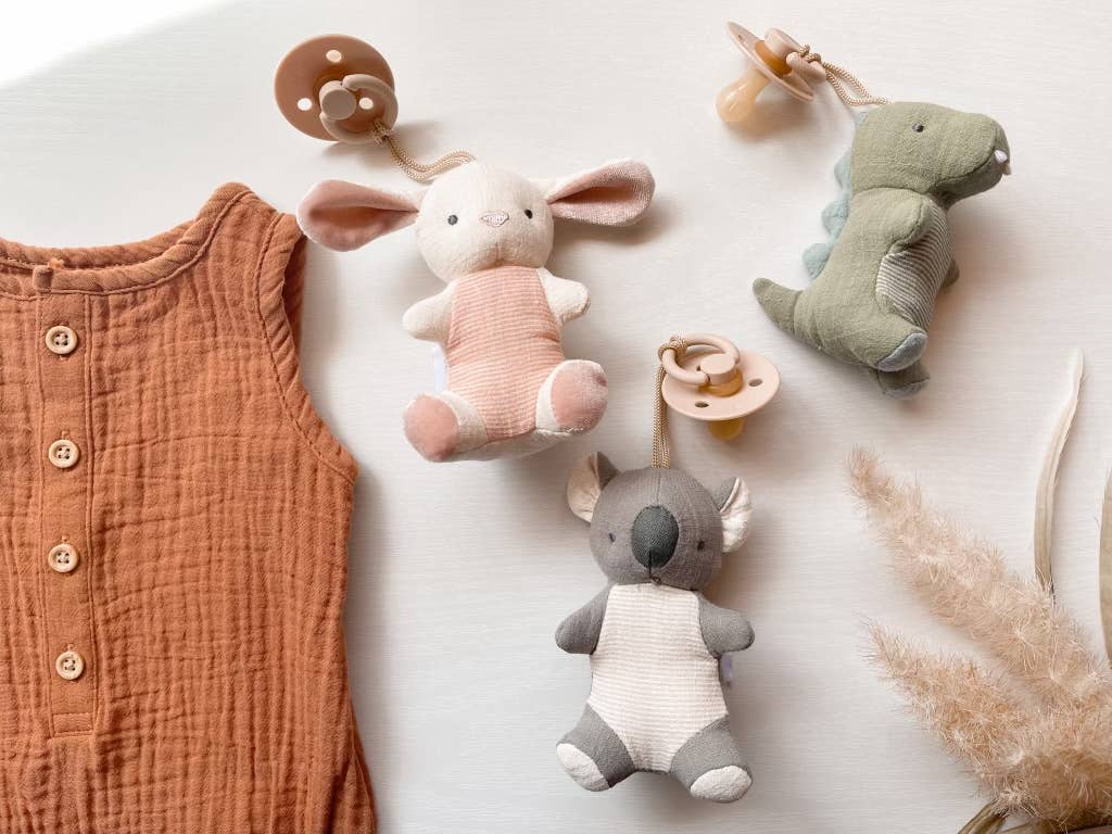 *NEW OPTIONS* Bitzy Pal Natural Rubber Pacifier & Plush