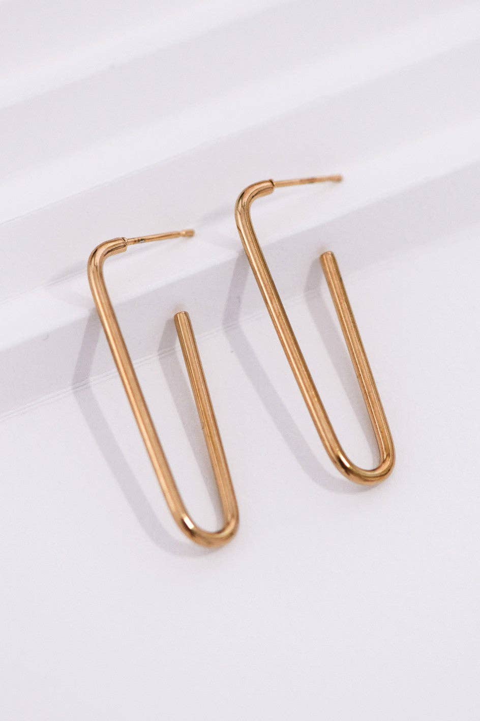 18K Gold Plated Waterproof Stainless Steel Hoop Earrings - 6977