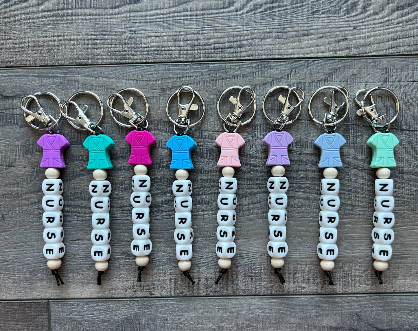 Nurse Scrubs Silicone Bead Keychain