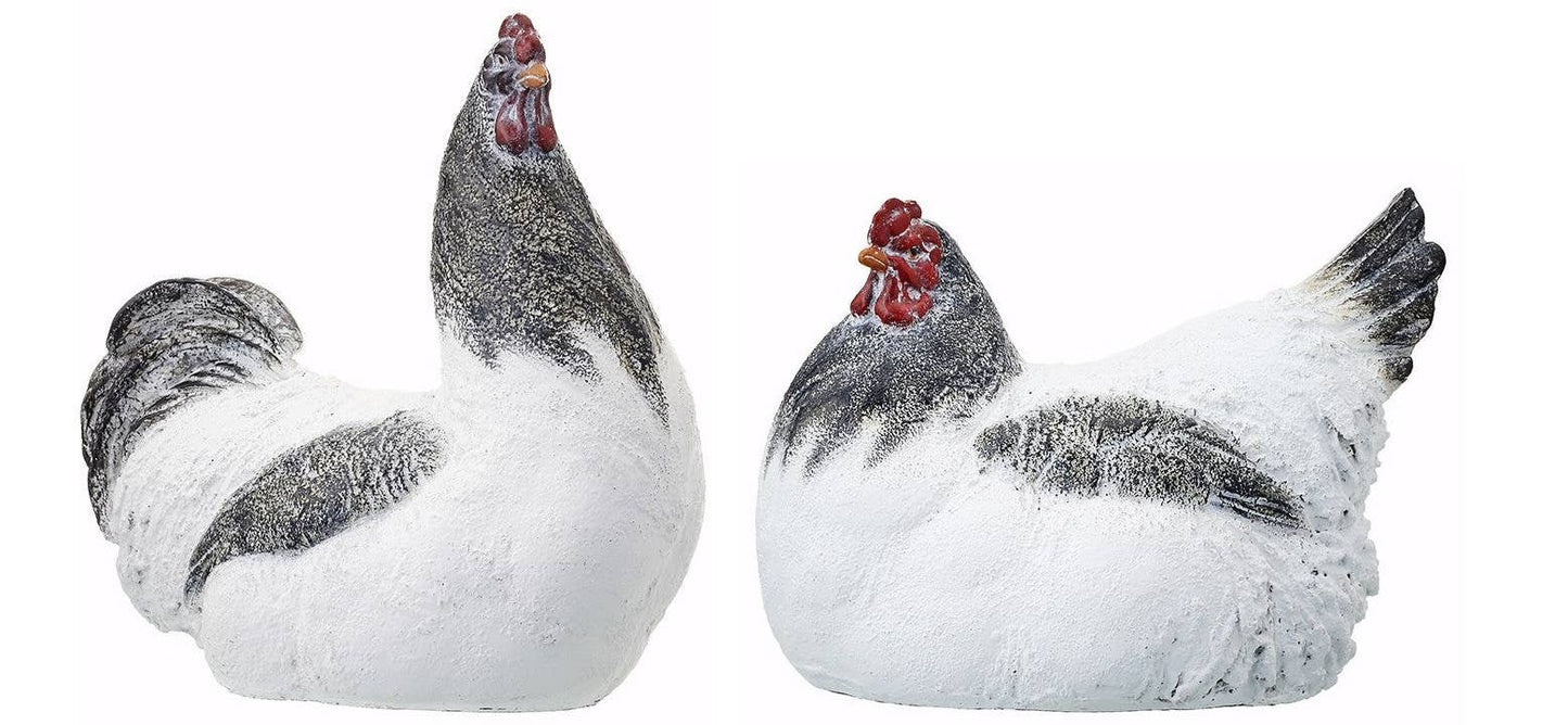 Black & White Rooster or Chicken Figure - 9"