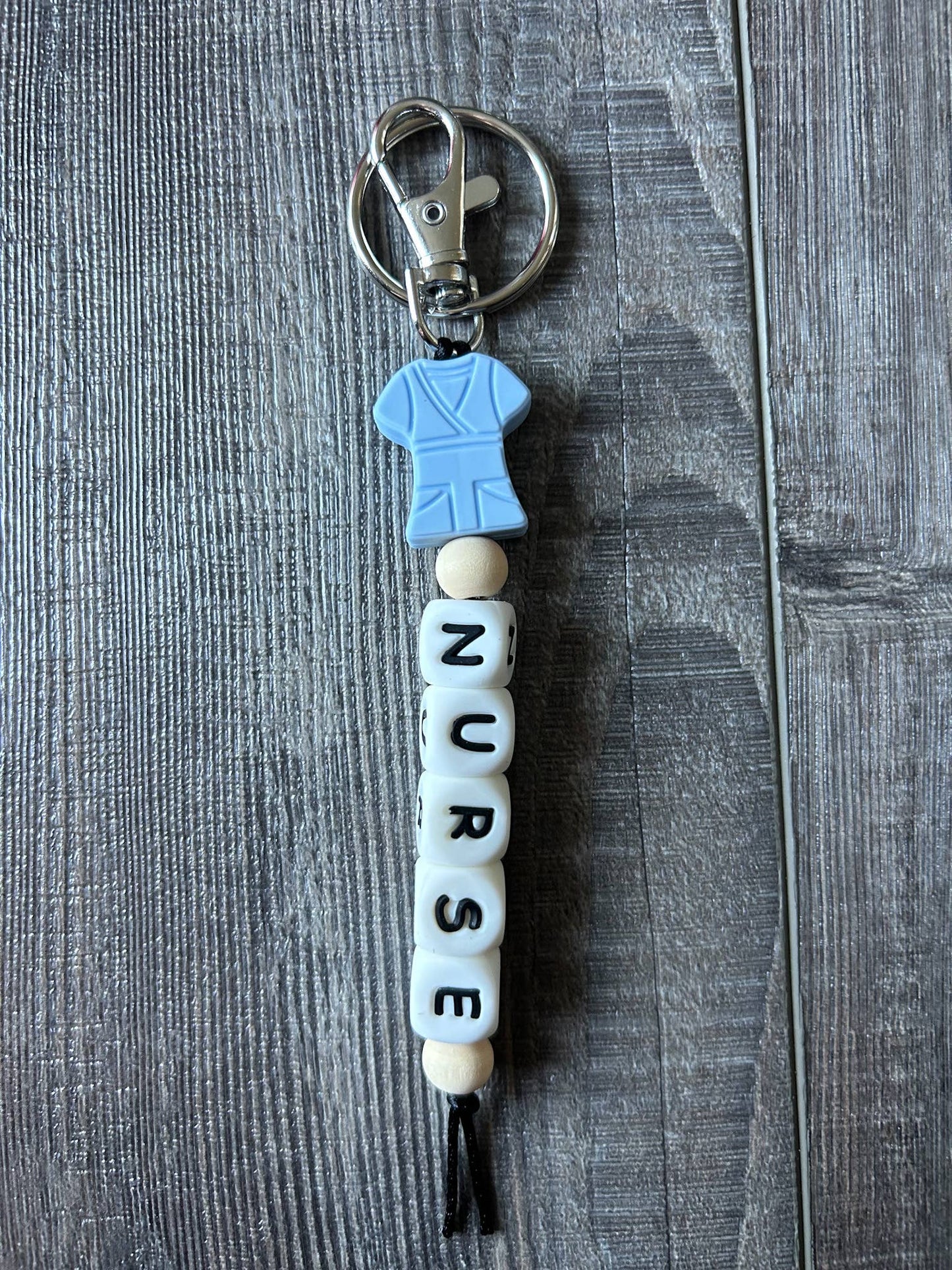 Nurse Scrubs Silicone Bead Keychain