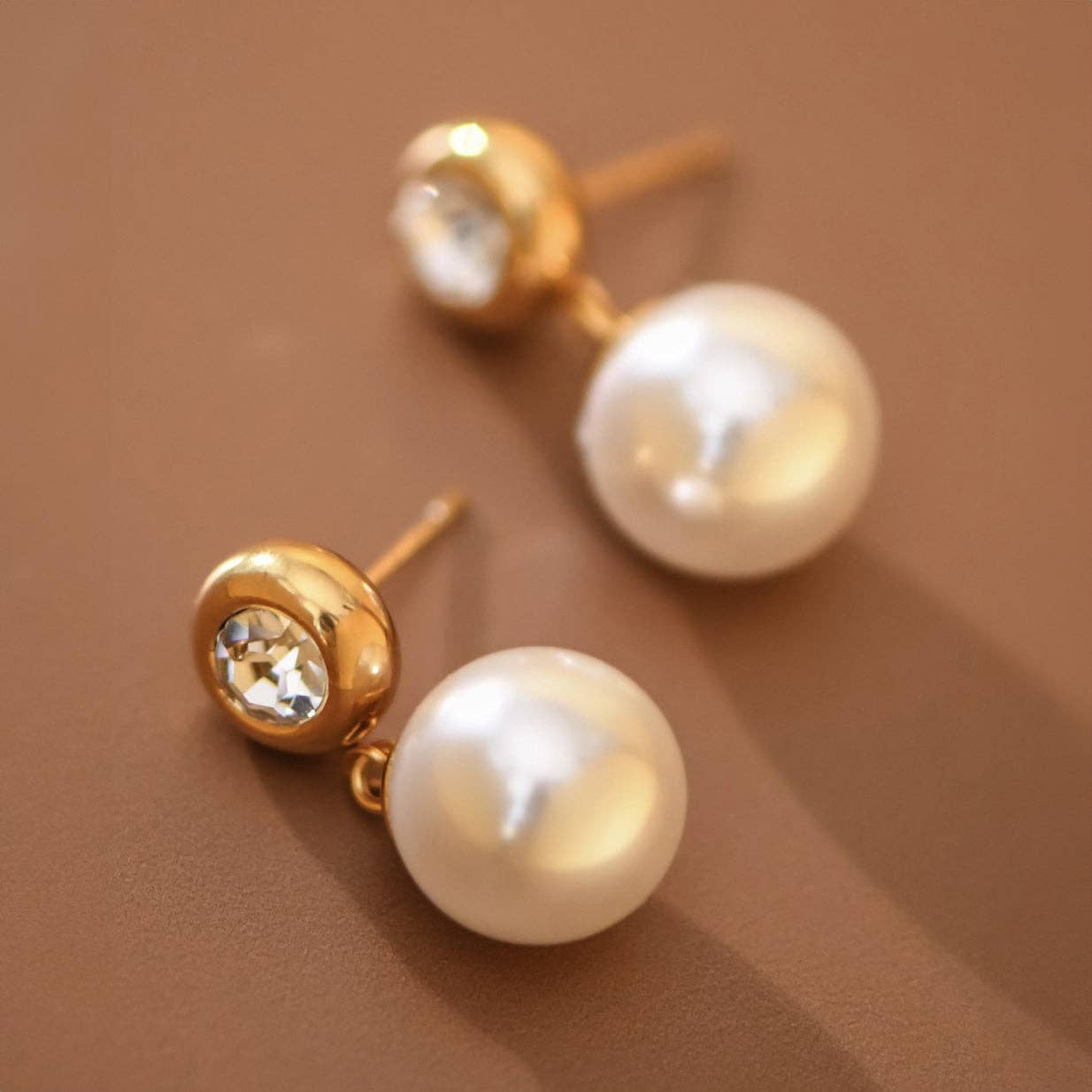 18K Gold PVD Plated Waterproof Stainless Steel Drop Earrings - 7774