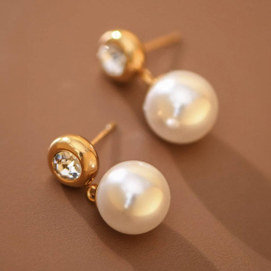18K Gold PVD Plated Waterproof Stainless Steel Drop Earrings - 7774