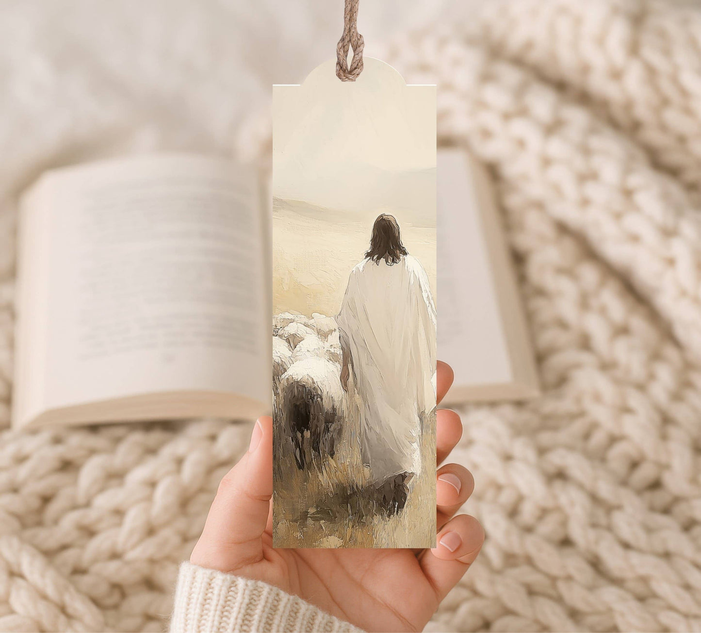 Wood Bookmark Jesus Sheep