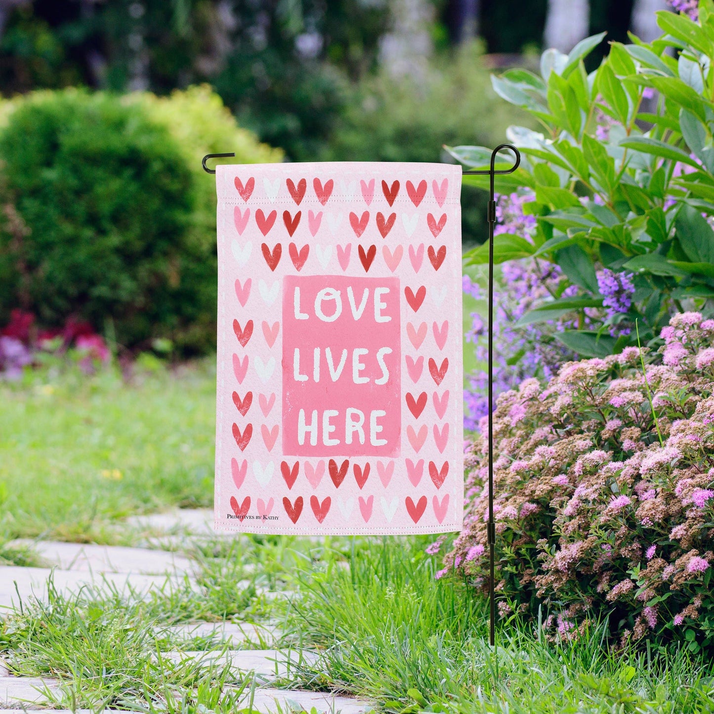 Love Lives Here Garden Flag