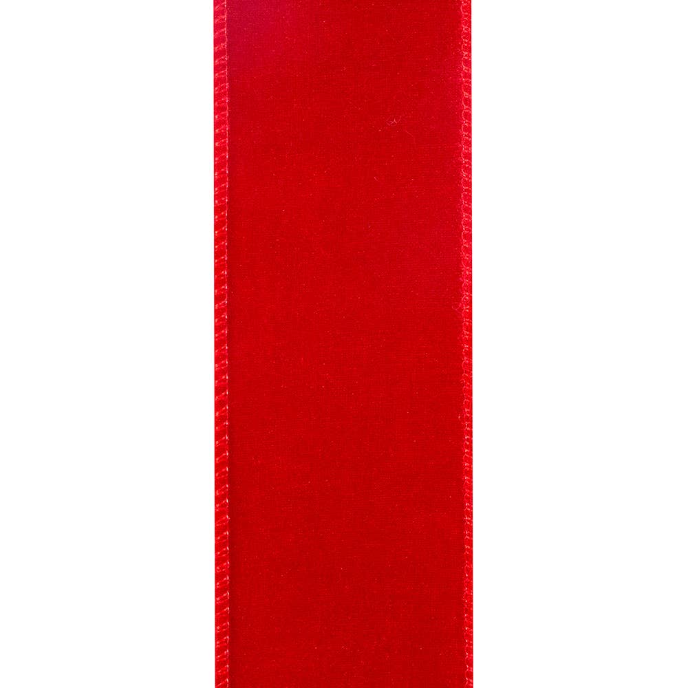 Luxe Plush Velvet, Red, 2-1/2 In, 10 Yards