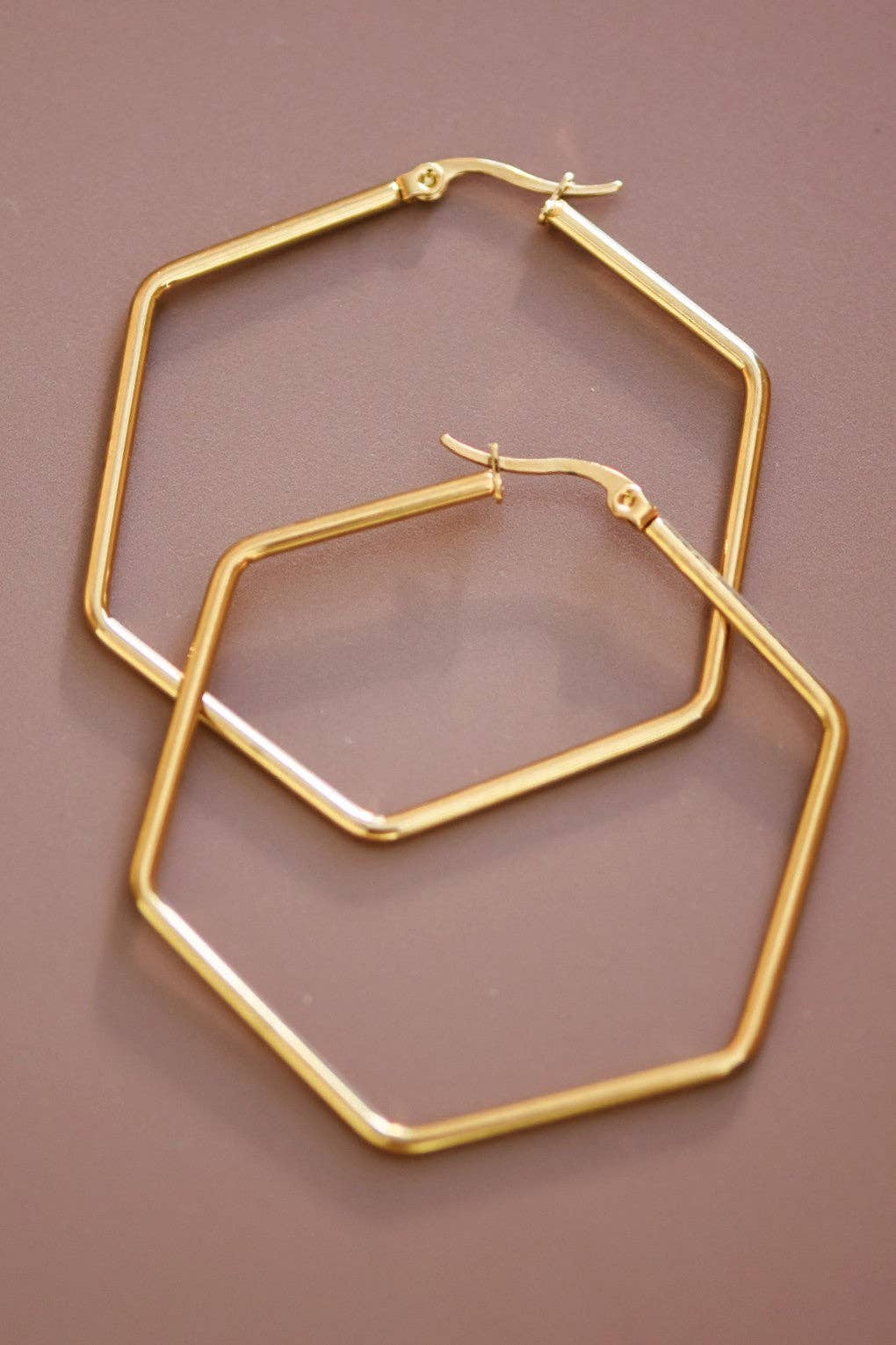 18K Gold Plated Waterproof Stainless Steel Hoop Earrings - 7151
