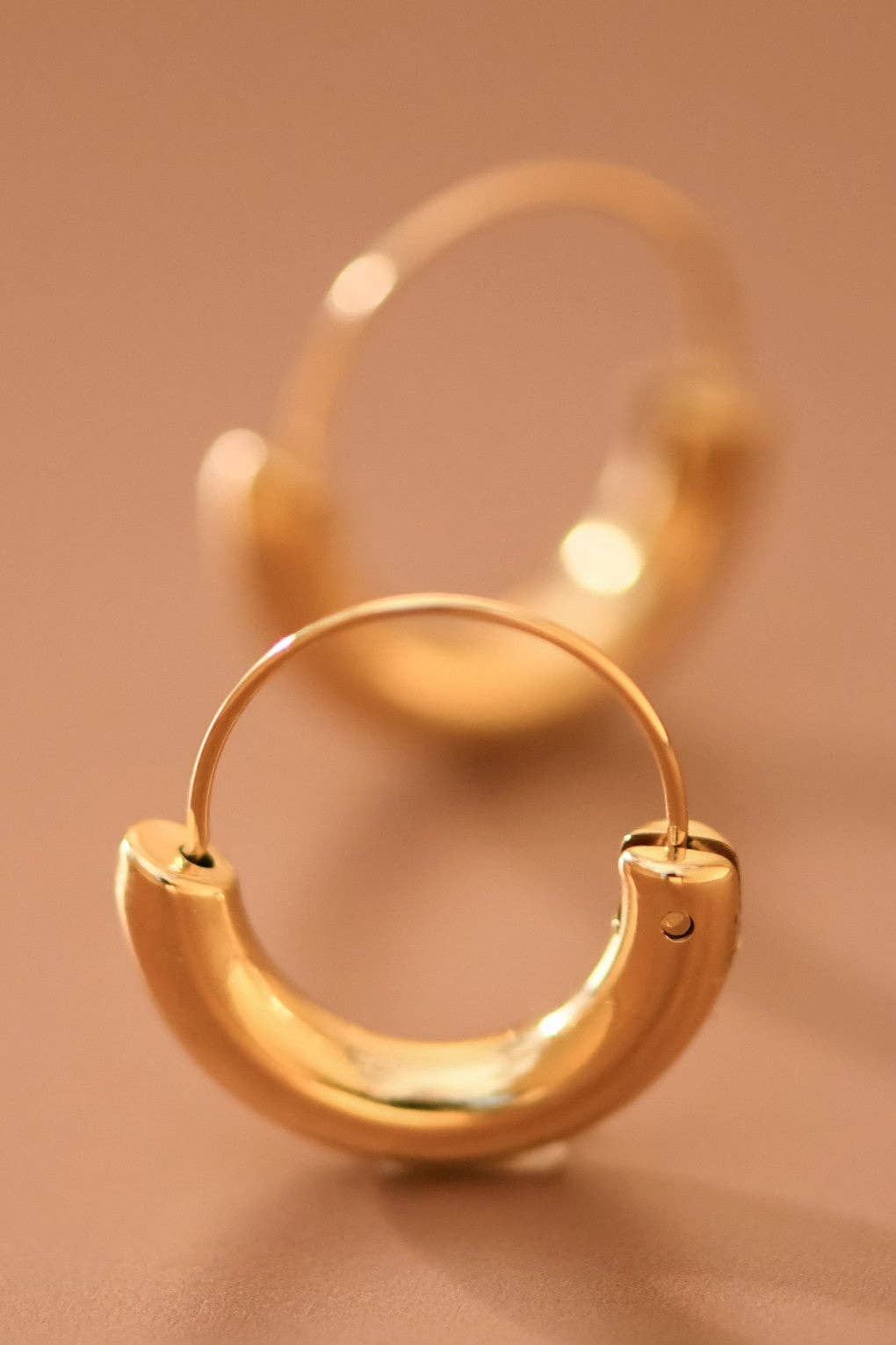 18K Gold Plated Waterproof Stainless Steel Hoop Earrings - 7770