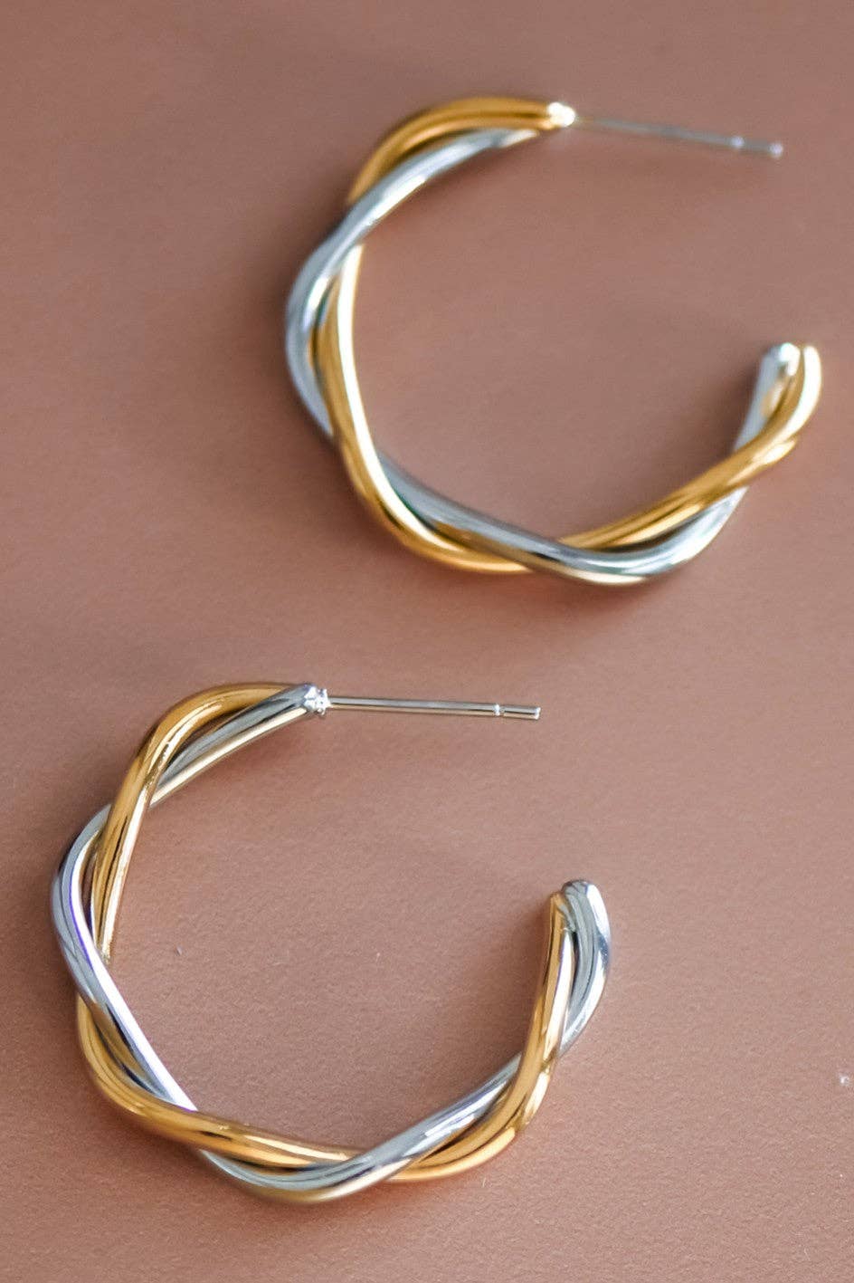 18K Gold PVD Plated Waterproof Stainless Steel Hoop Earrings - 7216