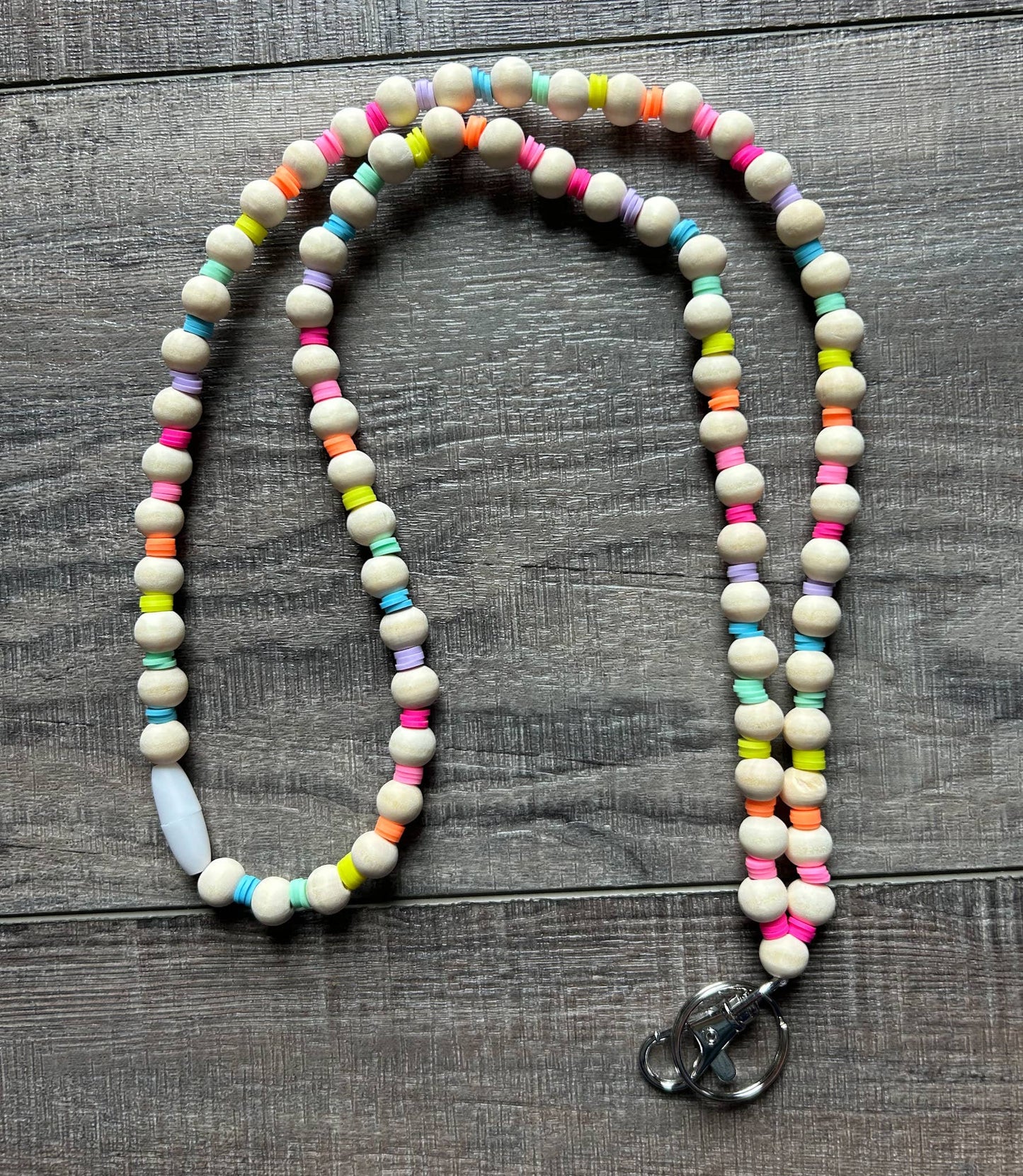 Neon Rainbow Lanyard with Breakaway Clasp