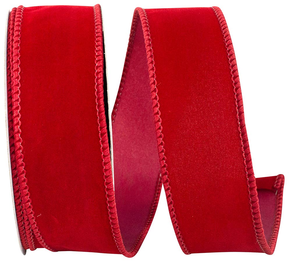 Value Velvet Wired Edge, Scarlet, 1-1/2 In, 10 Yards