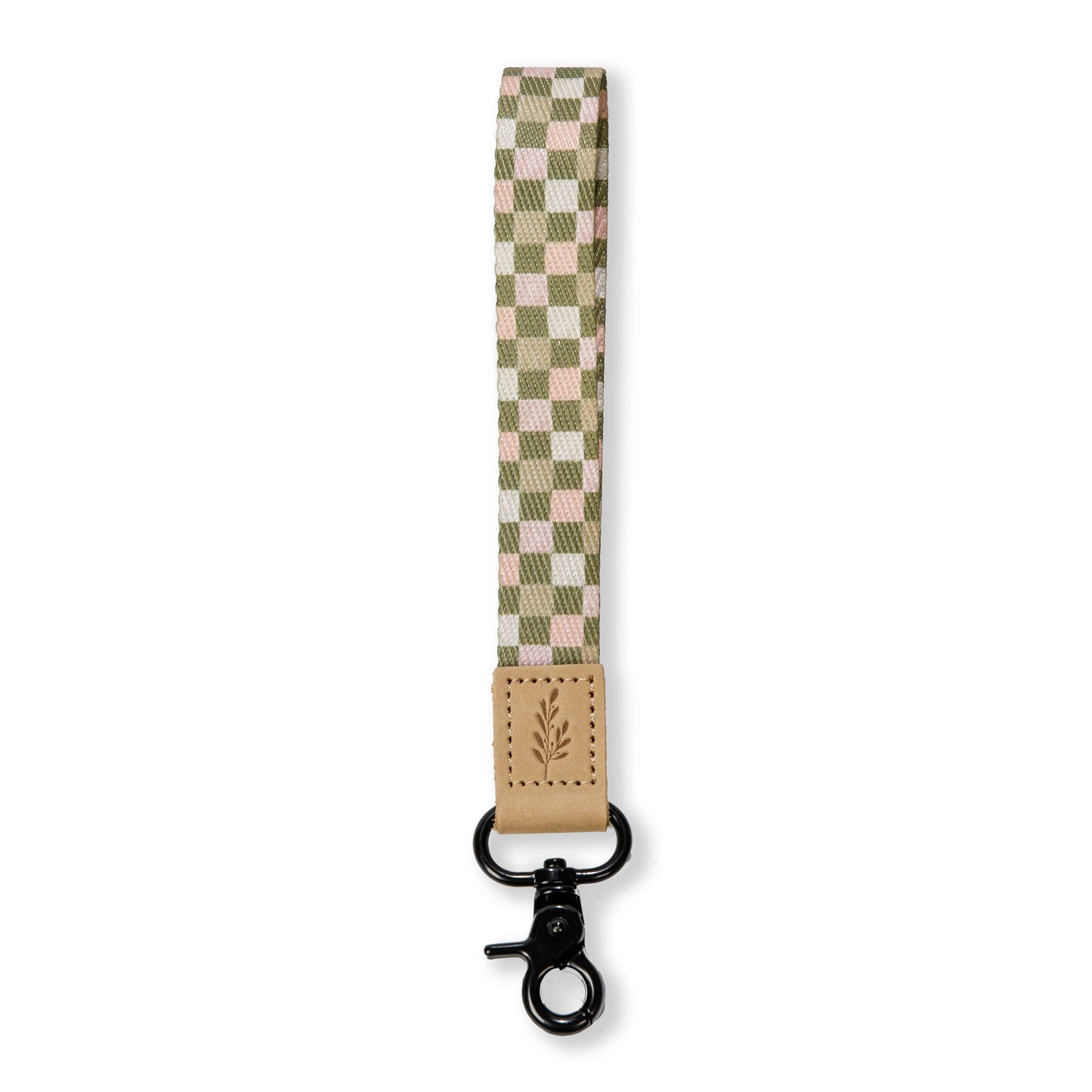 Wristlet Keychain, Wrist Lanyard, Green Multi Checkered