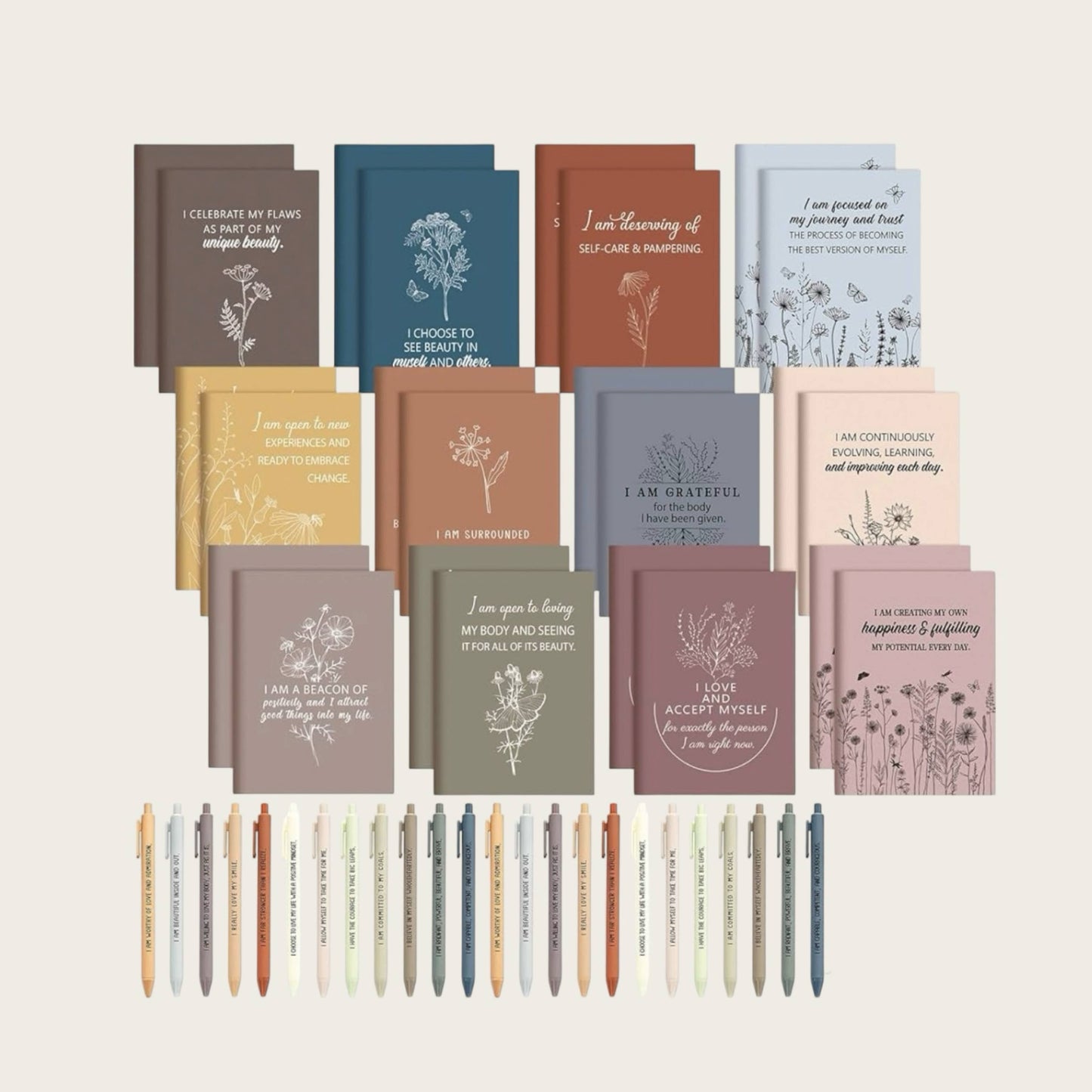 Affirmation notebook and pen sets