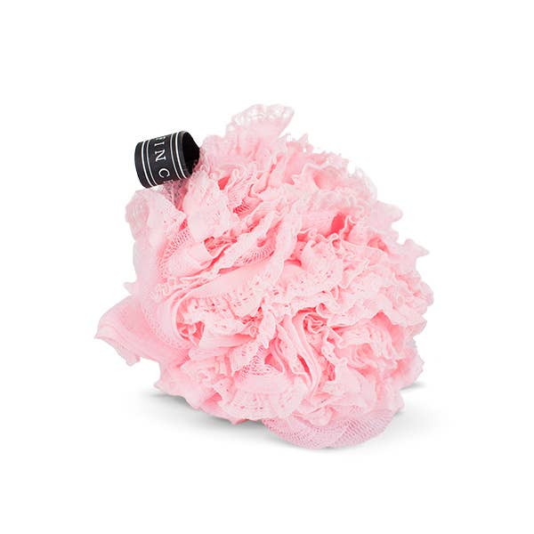Pink Lacy Extra Poofy Gentle Exfoliating Loofah Bath Sponge