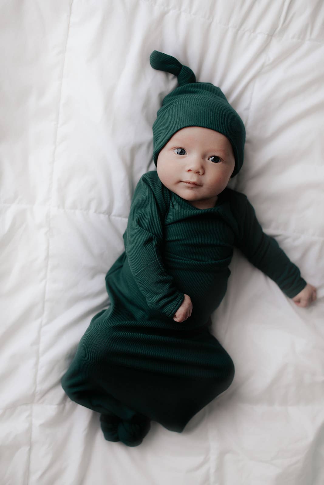 Ribbed Knotted Newborn Baby Gown Sleepwear