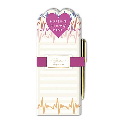Die-cut Notepad with Pen - Heart Lines
