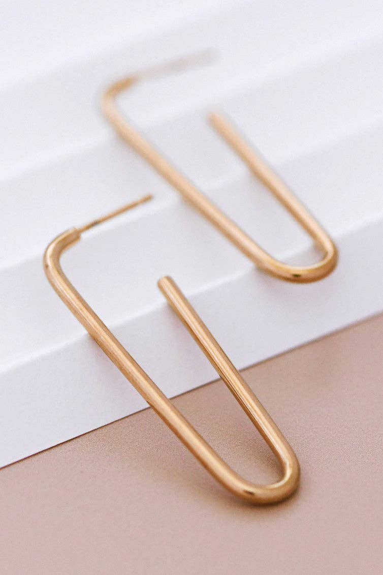 18K Gold Plated Waterproof Stainless Steel Hoop Earrings - 6977