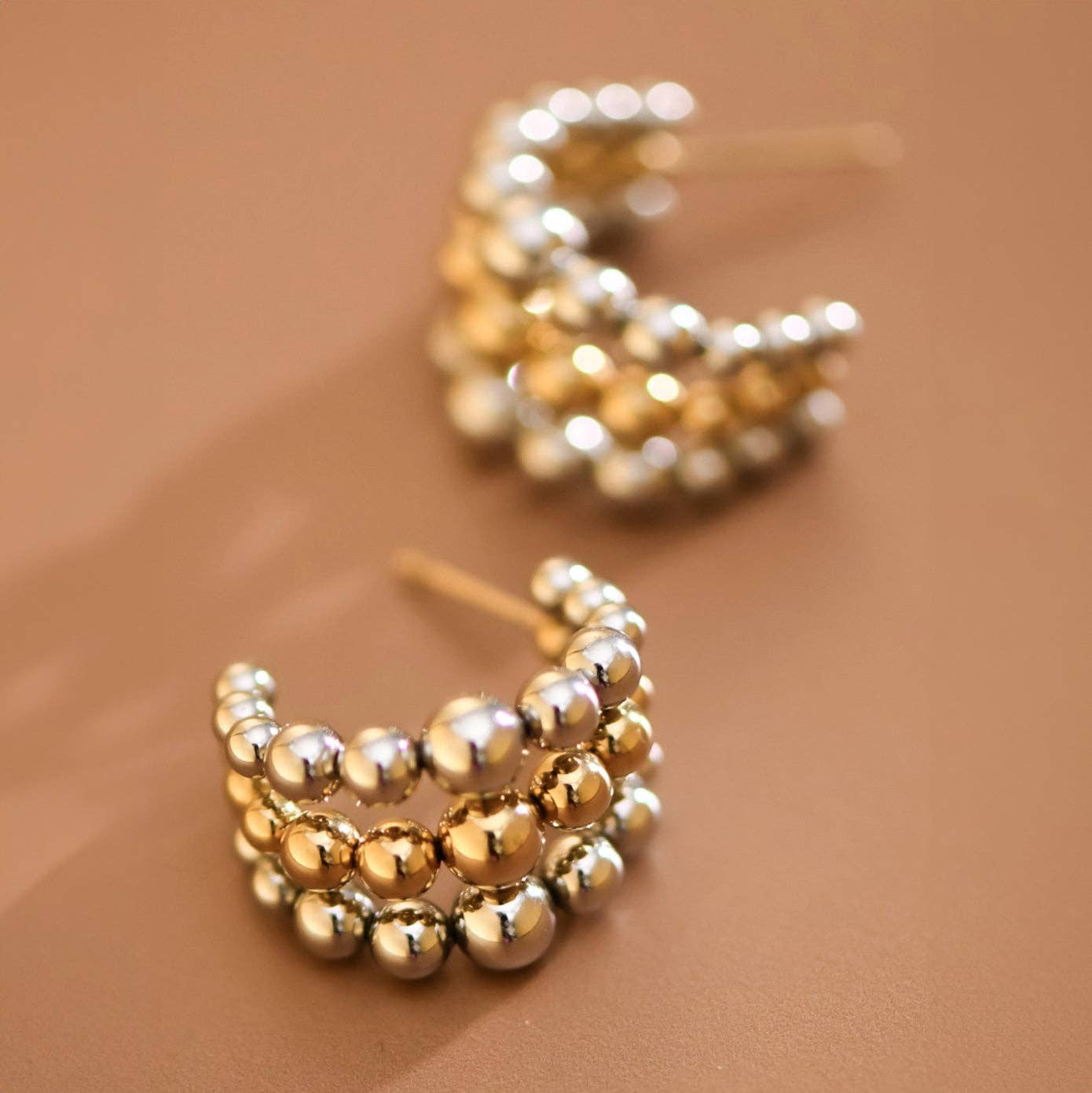 18K Gold Plated Waterproof Stainless Steel Hoop Earrings - 7850