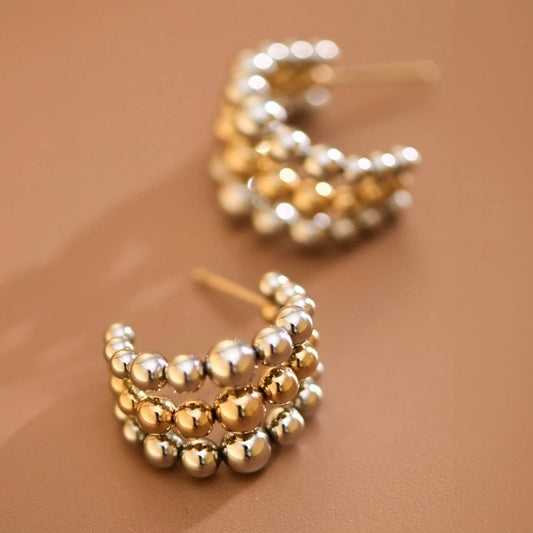 18K Gold Plated Waterproof Stainless Steel Hoop Earrings - 7850