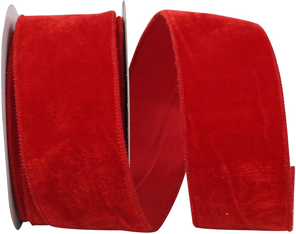 Regal Velvet Plush Wired Edge, Red, 2-1/2 In, 10 Yards