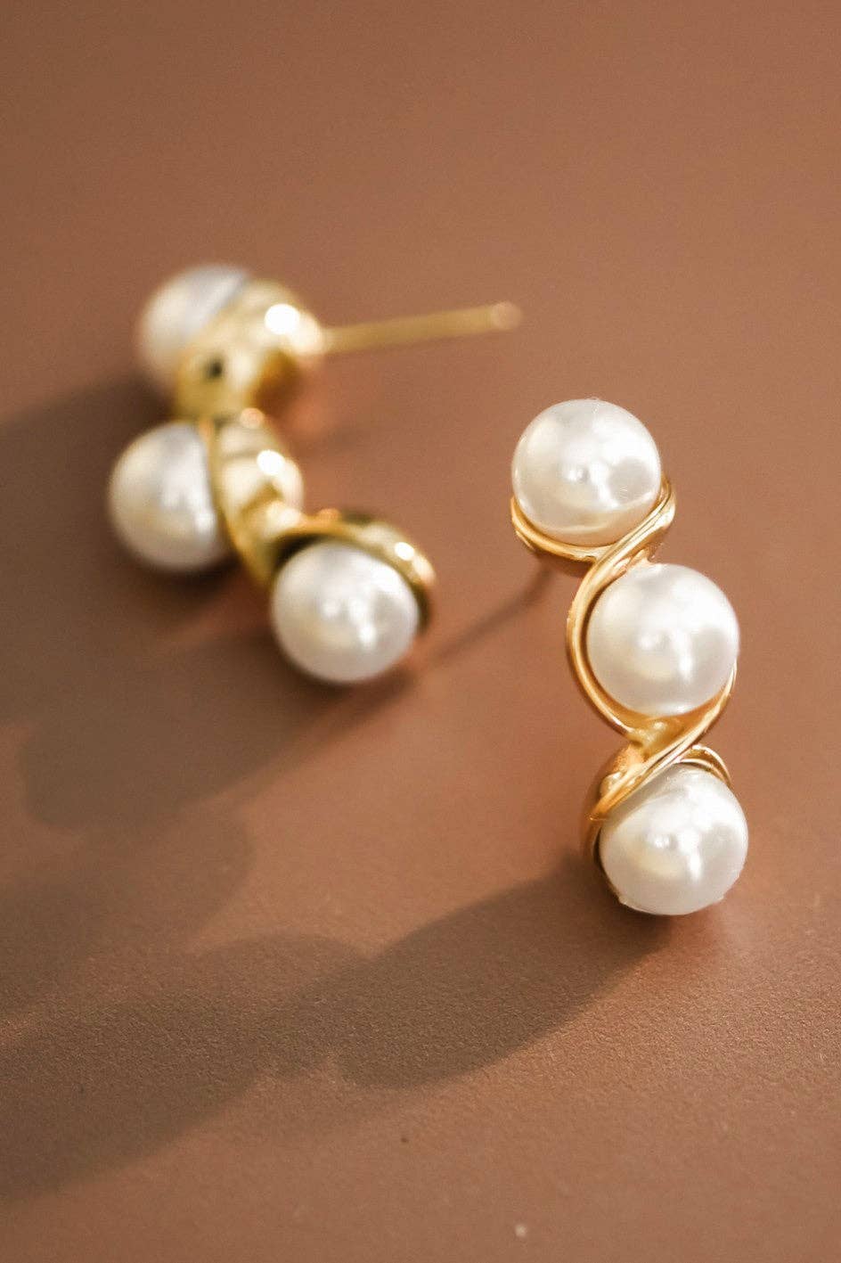 18K Gold PVD Plated  Waterproof Stainless Steel Stud Earrings - 7093