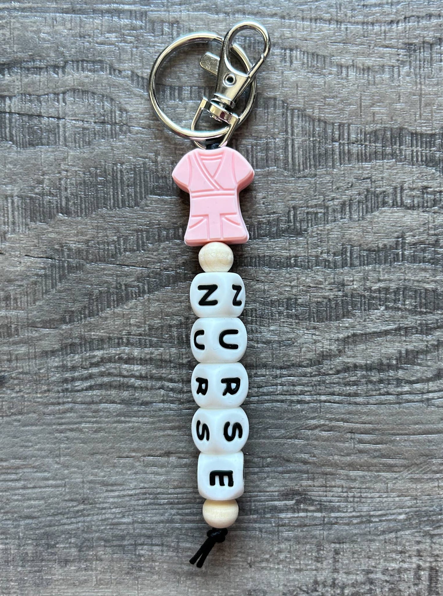 Nurse Scrubs Silicone Bead Keychain
