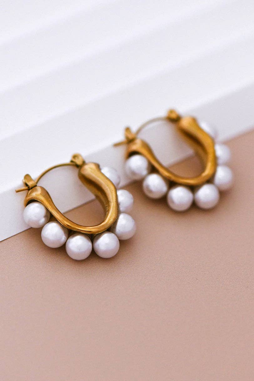 18K Gold Plated Waterproof Stainless Steel Hoop Earrings - 7019