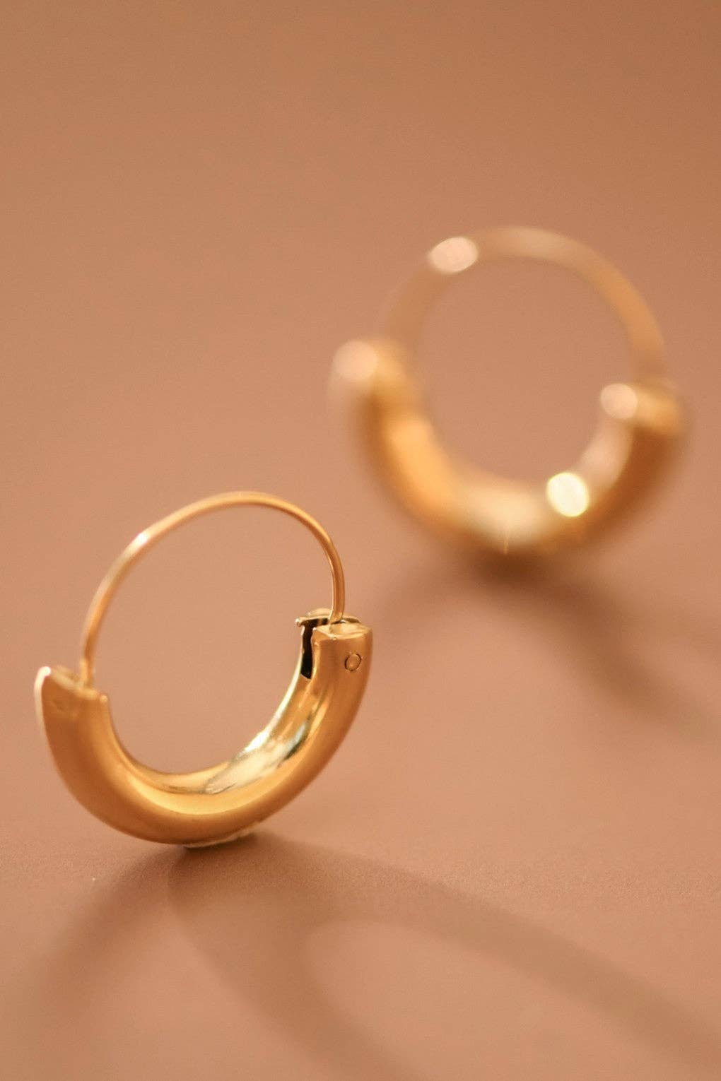 18K Gold Plated Waterproof Stainless Steel Hoop Earrings - 7770