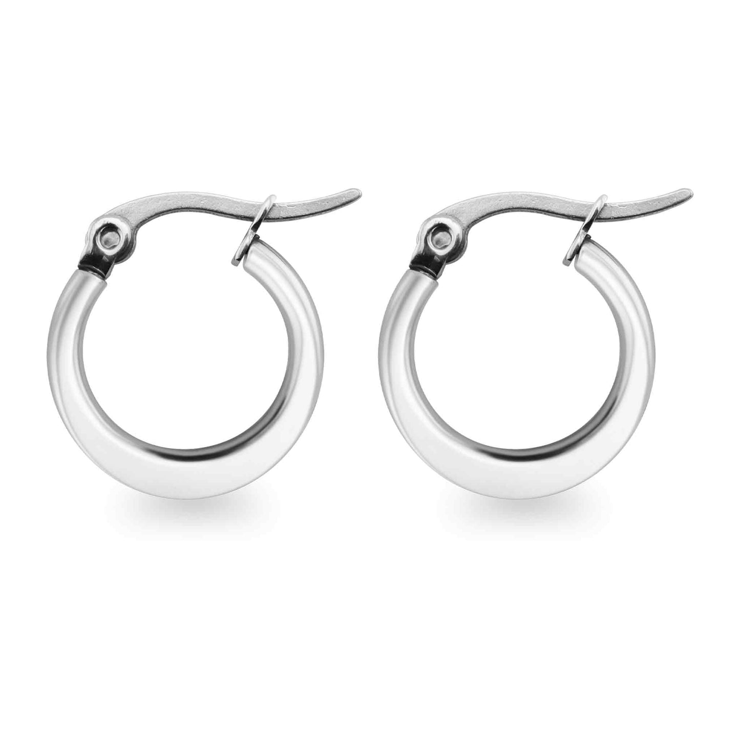 Stainless Steel Flat Oval Tube Hoop Earrings