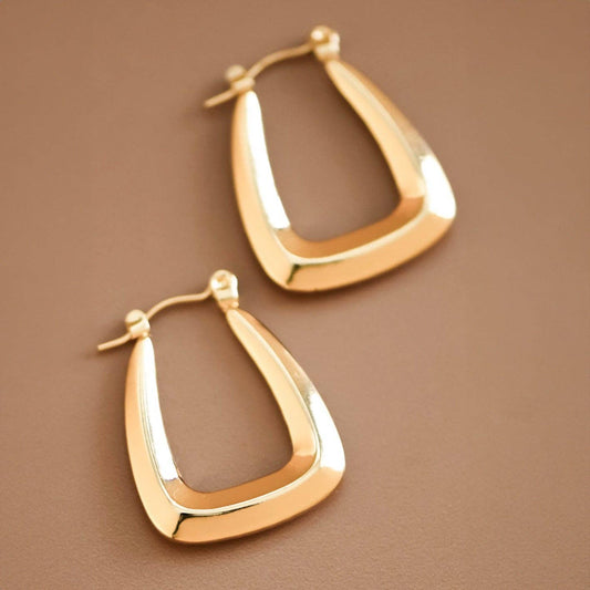 18K Gold Plated Waterproof Stainless Steel Hoop Earrings - 7104