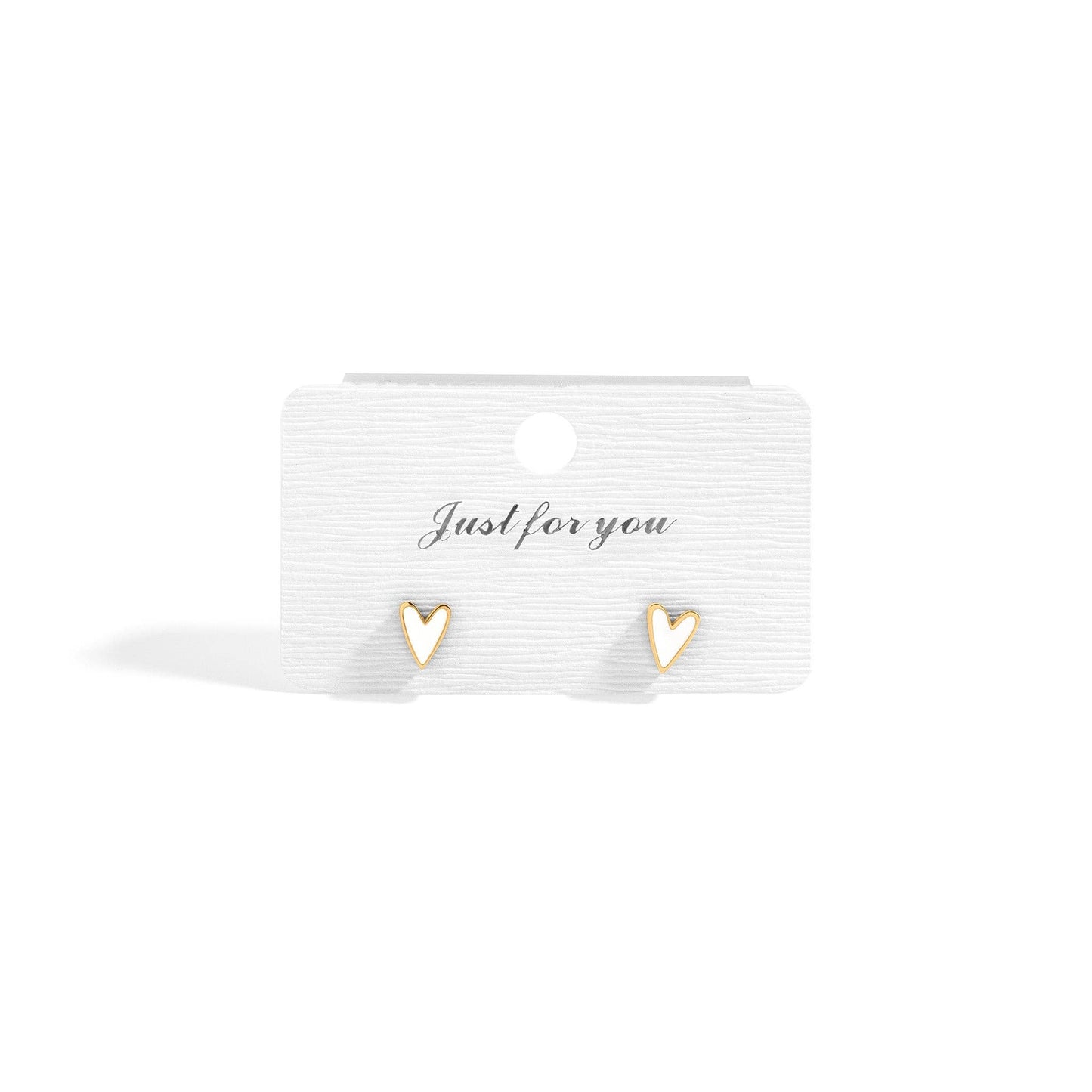 18K Gold PVD Stainless Steel White Heart Stud Earrings: Gold / White